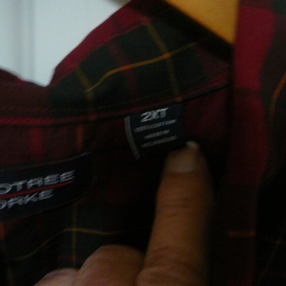 Roundtree & Yorke 2XT Long Sleeve Button Down Collar Men's Plaid Shirt - Picture 4 of 4